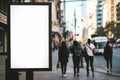 Mockup. Blank white vertical advertising poster billboard standing in city Digital screen display lightbox for Royalty Free Stock Photo
