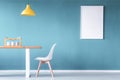 Mockup in blue dining room Royalty Free Stock Photo