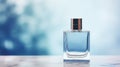 Mockup of a blue men's perfume bottle on a light background Royalty Free Stock Photo