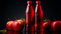 mockup of a bottle of apple juice or drink surrounded by apples