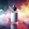 mockup bottle of vape liquid with empty label, copy space. 3d render. ai generative