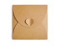 Mockup brown craft envelope with heart isolated clipping mask on white background with path, top view Royalty Free Stock Photo