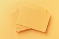 Mockup of business cards fan stack at golden textured paper Royalty Free Stock Photo