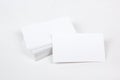 Mockup of business cards fan stack at white textured paper background. Royalty Free Stock Photo