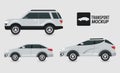 Mockup cars color white isolated icons