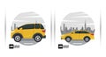 Mockup cars color yellow isolated icons Royalty Free Stock Photo