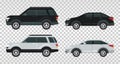 Mockup cars colors black and white isolated icons