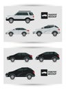 Mockup cars colors black and white isolated icons