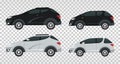 Mockup cars colors black and white isolated icons