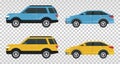 Mockup cars colors blue and yellow isolated icons Royalty Free Stock Photo