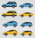 Mockup cars colors blue and yellow isolated icons Royalty Free Stock Photo