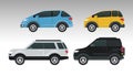 Mockup cars set colors isolated icons Royalty Free Stock Photo