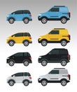 Mockup cars set colors isolated icons Royalty Free Stock Photo