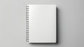 Mockup. A clean open notebook with blank sheets on a clean white background. Top view. Flat lay. With copy space