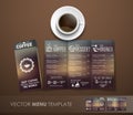 The mockup of the coffee menu with a cup of coffee Royalty Free Stock Photo