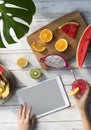 Mockup Copyspace Summer Fruits Digital Tablet Concept Royalty Free Stock Photo