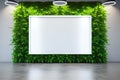 Mockup covered with green leaves white clean studio
