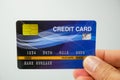 Mockup credit card, the popular payment method with plastic and chipcard card close up shot and on white background