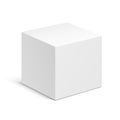 Mockup Cube Product Cardboard Package Box. Illustration Isolated On White Background. Mock Up Template Ready For Your