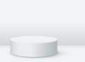 Mockup cylindrical podium for product presentation on white color background