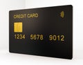 Mockup of a 3D credit debit black card in a flat design. For a presentation, create a credit card template. Isolated on a white Royalty Free Stock Photo