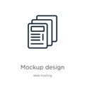 Mockup design icon. Thin linear mockup design outline icon isolated on white background from web hosting collection. Line vector Royalty Free Stock Photo