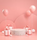 Mockup Display Gift Box And Pink Celebrate Concept Abstract Background 3d Render