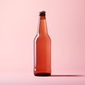 Mockup, drink bottle, cider. soda without a label on a pink background.