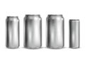 Mockup drink cans. Mock up realistic blank can for lager beer, aluminum silver tin with condensation drops, template