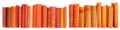 Set of isolated mockup book spines with blank cover on a transparent background in classic old style, orange color, side view Royalty Free Stock Photo