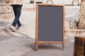 Mockup empty blank of cafe menu chalkboard on street - copy space and empty space for advertising mock-up Royalty Free Stock Photo