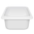 Mockup Empty Closed Blank Styrofoam Plastic Food Tray Container Box With Lid. Illustration Isolated On White Background