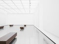 Mockup of empty gallery interior with white canvas Royalty Free Stock Photo