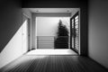 Mockup empty minimalistic terrace, black and white color, Generative AI
