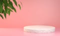 Mockup Empty White Podium Display, Pink Pastel Background 3D Illustration
