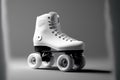 Mockup of empty, white, wheels on roller skates with a gray background
