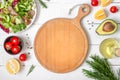 Mockup with empty wood cutting board. Royalty Free Stock Photo