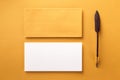 Mockup of envelope, blank white paper and vintage ink pen Royalty Free Stock Photo