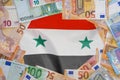 Flag Syria on the Euro banknotes background Royalty Free Stock Photo