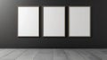 three vertical frames mockup, concept of proposal and design phase of a product, isolated dark background.
