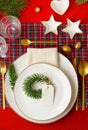 Mockup of festive decoration of christmas table for the party Royalty Free Stock Photo