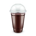 Mockup Filled Disposable Plastic Cup With Lid. Coffee, Java, Tea, Cappuccino, Chocolate, Cola Fresh Juice. Transparent