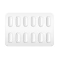 Mockup Film Coated Tablets Pill Blister. Drugs From Depression Or Flu, Influenza, Flue, Grippe. Illustration Isolated On