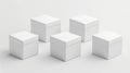 Mockup of five white boxes