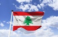 Mockup of the flag of Lebanon, fluttering