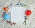Mockup Flat Lay of Children`s White Tee shirt Royalty Free Stock Photo