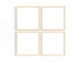 Four thin square wooden frames. 3D illustration