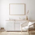 Mockup frame in cozy coastal style home interior Royalty Free Stock Photo