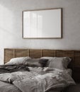 Mockup frame in cozy simple bedroom interior background Royalty Free Stock Photo