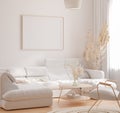 Mockup frame in interior background, room in light pastel colors, Scandinavian style